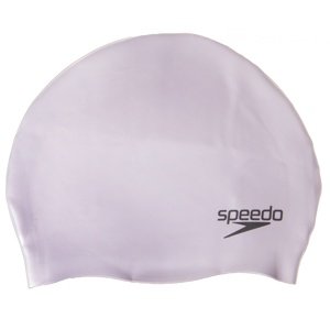 Speedo plain moulded silicone cap strieborná