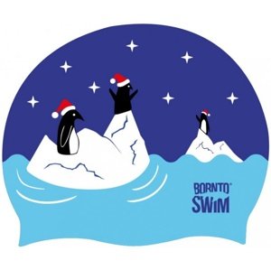 Plavecká čiapka borntoswim christmas penguin cap modrá
