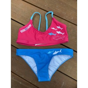 Dámske plavky borntoswim sharks bikini blue/pink xl
